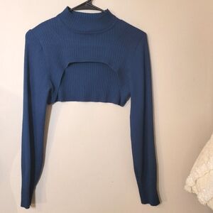 Ribbed sleeve sweater rayon poly